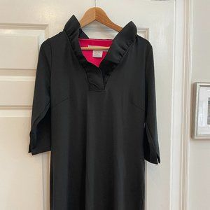 Gretchen Scott  Black Ruffneck Solid Dress